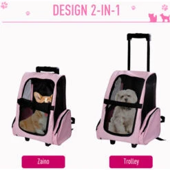 Pawhut - Trolley Zaino Di Viaggio Per Animali Domestici Multiuso 2 In 1 In Panno Di Oxford 36 X 30 X 49cm Rosa -Cibi per cani in Italia 20295975 4