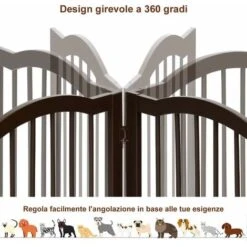 COSTWAY Cancelletto Per Cani In Legno Massello, Design Pieghevole E Girevole Con 4 Ante E Piedini, Ideale Per Scale, Soggiorno E Cucina (204 X 61 X 2 Cm) -Cibi per cani in Italia 20558184 3