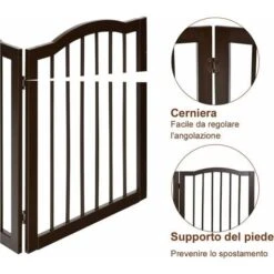 COSTWAY Cancelletto Per Cani In Legno Massello, Design Pieghevole E Girevole Con 4 Ante E Piedini, Ideale Per Scale, Soggiorno E Cucina (204 X 61 X 2 Cm) -Cibi per cani in Italia 20558184 4