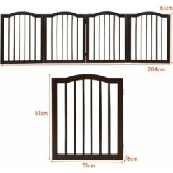 COSTWAY Cancelletto Per Cani In Legno Massello, Design Pieghevole E Girevole Con 4 Ante E Piedini, Ideale Per Scale, Soggiorno E Cucina (204 X 61 X 2 Cm) -Cibi per cani in Italia 20558184 5
