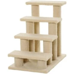 PawHut Scaletta Per Animali Domestici Con 4 Gradini E Morbido Rivestimento Beige