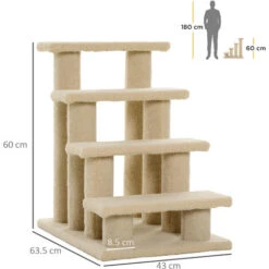PawHut Scaletta Per Animali Domestici Con 4 Gradini E Morbido Rivestimento Beige -Cibi per cani in Italia 22194109 3