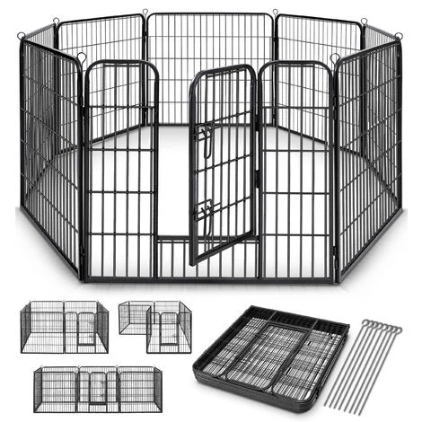TRESKO® Recinzione Recinto Per Cani, Gabbia Per Cuccioli Per Cani, Gabbia Per Cani, Box Per Cuccioli, Circonferenza 640 Cm, Altezza 80 Cm, In Metallo Robusto 3 TRESKO® Recinzione Recinto Per Cani, Gabbia Per Cuccioli Per Cani, Gabbia Per Cani, Box Per Cuccioli, Circonferenza 640 Cm, Altezza 80 Cm, In Metallo Robusto