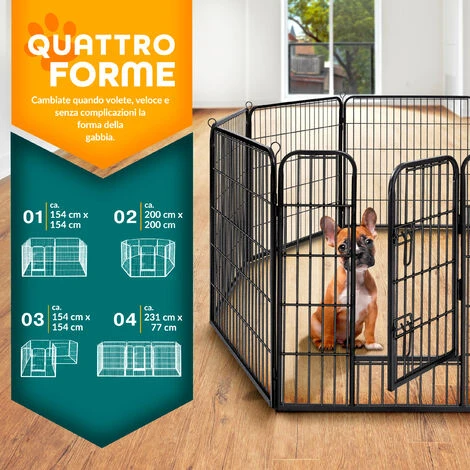 TRESKO® Recinzione Recinto Per Cani, Gabbia Per Cuccioli Per Cani, Gabbia Per Cani, Box Per Cuccioli, Circonferenza 640 Cm, Altezza 80 Cm, In Metallo Robusto 4 TRESKO® Recinzione Recinto Per Cani, Gabbia Per Cuccioli Per Cani, Gabbia Per Cani, Box Per Cuccioli, Circonferenza 640 Cm, Altezza 80 Cm, In Metallo Robusto - immagine 2