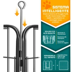 TRESKO® Recinzione Recinto Per Cani, Gabbia Per Cuccioli Per Cani, Gabbia Per Cani, Box Per Cuccioli, Circonferenza 640 Cm, Altezza 80 Cm, In Metallo Robusto 9 TRESKO® Recinzione Recinto Per Cani, Gabbia Per Cuccioli Per Cani, Gabbia Per Cani, Box Per Cuccioli, Circonferenza 640 Cm, Altezza 80 Cm, In Metallo Robusto -Cibi per cani in Italia 22323150 3