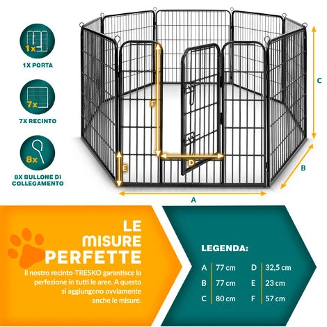 TRESKO® Recinzione Recinto Per Cani, Gabbia Per Cuccioli Per Cani, Gabbia Per Cani, Box Per Cuccioli, Circonferenza 640 Cm, Altezza 80 Cm, In Metallo Robusto 7 TRESKO® Recinzione Recinto Per Cani, Gabbia Per Cuccioli Per Cani, Gabbia Per Cani, Box Per Cuccioli, Circonferenza 640 Cm, Altezza 80 Cm, In Metallo Robusto - immagine 5