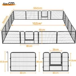 Yaheetech Recinto Per Cani Conigli Animali Cuccioli Da Interno Esterno Giardino In Ferro Recinzione Rete Metallica 16 Pz 80 X 60 Cm -Cibi per cani in Italia 23252402 3