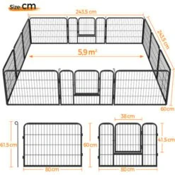 Yaheetech Recinto Per Cani Cuccioli Conigli Gatti Animali Da Interno E Esterno Giardino Rete Recinzione Ferro 6 Pz 60 X 80 Cm -Cibi per cani in Italia 23252404 3
