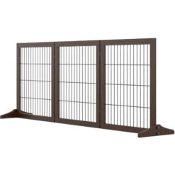 PawHut Cancelletto Per Cani Pieghevole E Regolabile In Legno Con Base Stabile