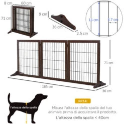 PawHut Cancelletto Per Cani Pieghevole E Regolabile In Legno Con Base Stabile 8 PawHut Cancelletto Per Cani Pieghevole E Regolabile In Legno Con Base Stabile -Cibi per cani in Italia 24170800 3