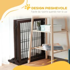 PawHut Cancelletto Per Cani Pieghevole E Regolabile In Legno Con Base Stabile 10 PawHut Cancelletto Per Cani Pieghevole E Regolabile In Legno Con Base Stabile -Cibi per cani in Italia 24170800 5