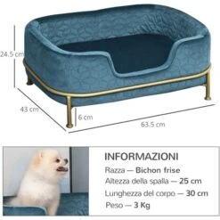 PawHut Divano Per Animali Cuscino Rimovibile Base In Metallo Cane Di Taglia Piccola -Cibi per cani in Italia 24170895 3