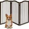 COSTWAY Cancelletto Per Cani Pieghevole E Girevole, In Legno Massello Con 3 Ante, Ideale Per Scale, Soggiorno E Cucina, (153 X 93 X 2 Cm) -Cibi per cani in Italia 24212521 1