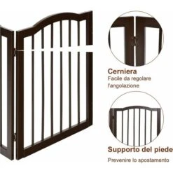 COSTWAY Cancelletto Per Cani Pieghevole E Girevole, In Legno Massello Con 3 Ante, Ideale Per Scale, Soggiorno E Cucina, (153 X 93 X 2 Cm) -Cibi per cani in Italia 24212521 4