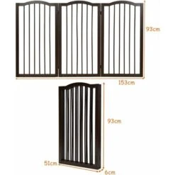 COSTWAY Cancelletto Per Cani Pieghevole E Girevole, In Legno Massello Con 3 Ante, Ideale Per Scale, Soggiorno E Cucina, (153 X 93 X 2 Cm) -Cibi per cani in Italia 24212521 5