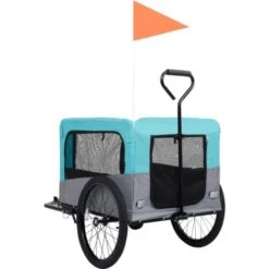 Rimorchio Bici Per Animali Carrello Jogging Blu E Grigio VidaXL 11 Rimorchio Bici Per Animali Carrello Jogging Blu E Grigio VidaXL -Cibi per cani in Italia 24641295 5