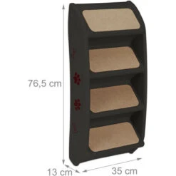 Relaxdays Scaletta A 4 Gradini, Per Cani Piccoli & Grandi, Letto & Divano, Auto, Rampa, Max.100 Kg, HLP 49x39x61, Nero -Cibi per cani in Italia 24656464 5