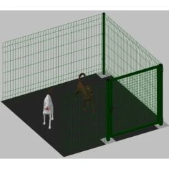 MODULO AGGIUNTIVO Cm 200x200x102h PER RECINTO-BOX MODULARE PER CANI IN FERRO ZINCATO E VERNICIATO VERDE-CON PALI A TASSELLARE