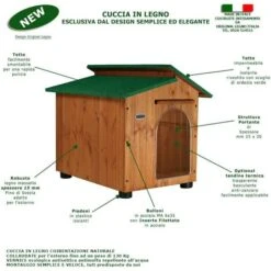 Cuccia In Legno Per Cani + TENDINA Da Esterno Rinforzata Mod. Alpi MADE IN ITALY AA - Chihua/Gatto 45x60xH48 Rosso -Cibi per cani in Italia 25356657 3