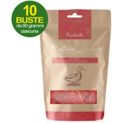 Ferribiella Nature Snack Petto D'anatra Per Cani 10 Buste Da 80 G Cad