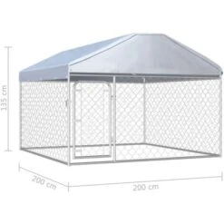 Hommoo Canile Da Esterno Con Tetto 200x200x135 Cm VD05736 -Cibi per cani in Italia 26480564 5