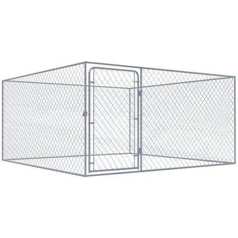 Hommoo Recinto Per Cani Da Esterno In Acciaio Zincato 2x2x1 M VD30567 3 Hommoo Recinto Per Cani Da Esterno In Acciaio Zincato 2x2x1 M VD30567