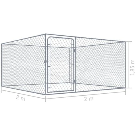 Hommoo Recinto Per Cani Da Esterno In Acciaio Zincato 2x2x1 M VD30567 7 Hommoo Recinto Per Cani Da Esterno In Acciaio Zincato 2x2x1 M VD30567 - immagine 5