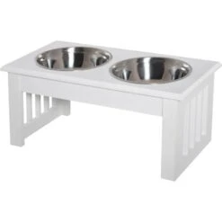 PawHut Ciotola Rialzata Per Cani In Acciaio Inossidabile 2 Piatti 44x24x15cm