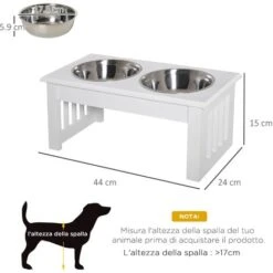 PawHut Ciotola Rialzata Per Cani In Acciaio Inossidabile 2 Piatti 44x24x15cm -Cibi per cani in Italia 26733776 3