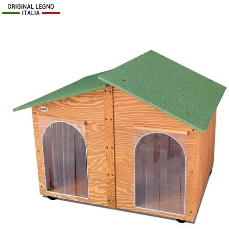 Cuccia In Legno Per Cani Da Esterno Rinforzata Mod. XXXL Extra Large Verde MADE IN ITALY B - Doppio Ingresso Senza TENDINE 3 Cuccia In Legno Per Cani Da Esterno Rinforzata Mod. XXXL Extra Large Verde MADE IN ITALY B - Doppio Ingresso Senza TENDINE