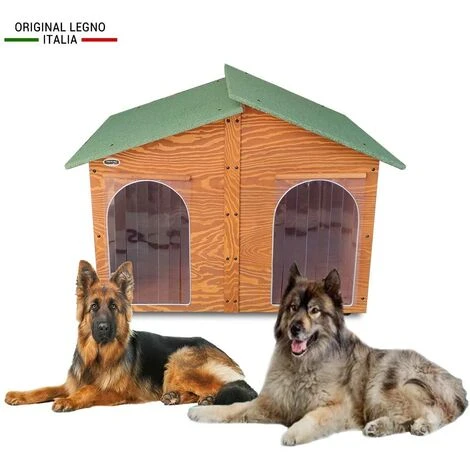 Cuccia In Legno Per Cani Da Esterno Rinforzata Mod. XXXL Extra Large Verde MADE IN ITALY B - Doppio Ingresso Senza TENDINE 4 Cuccia In Legno Per Cani Da Esterno Rinforzata Mod. XXXL Extra Large Verde MADE IN ITALY B - Doppio Ingresso Senza TENDINE - immagine 2