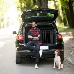 Relaxdays Gabbia Per Cani, In Automobile, Trasportino Bagagliaio Box Trasporto, In Alluminio, 68 X 65,5 X 92,5 Cm, Nero -Cibi per cani in Italia 27225264 3