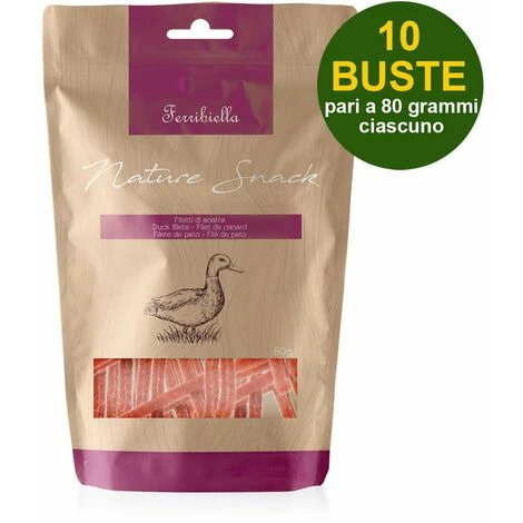 Ferribiella Snack Nature Filetto Di Anatra Per Cani 10 Buste Da 80 G Cad 3 Ferribiella Snack Nature Filetto Di Anatra Per Cani 10 Buste Da 80 G Cad