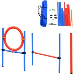 PawHut Set Agility Dog Addestramento Cani, Ostacoli E Slalom, Sacca Di Trasporto