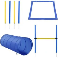 PawHut Set Agility Dog Per Addestramento Cani Con Slalom, Tunnel E Ostacolo