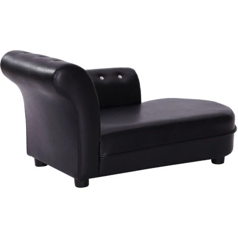 PawHut Divanetti Per Cani Chaise Longue Ottomana Per Animali, Nero, 82.5x45x41.5cm 3 PawHut Divanetti Per Cani Chaise Longue Ottomana Per Animali, Nero, 82.5x45x41.5cm