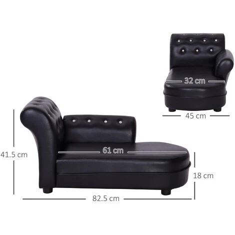 PawHut Divanetti Per Cani Chaise Longue Ottomana Per Animali, Nero, 82.5x45x41.5cm 5 PawHut Divanetti Per Cani Chaise Longue Ottomana Per Animali, Nero, 82.5x45x41.5cm - immagine 3