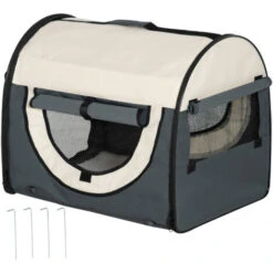 PawHut Trasportino Per Cani Pieghevole, Grigio, 61x46x51cm