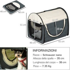PawHut Trasportino Per Cani Pieghevole, Grigio, 61x46x51cm -Cibi per cani in Italia 28945020 3