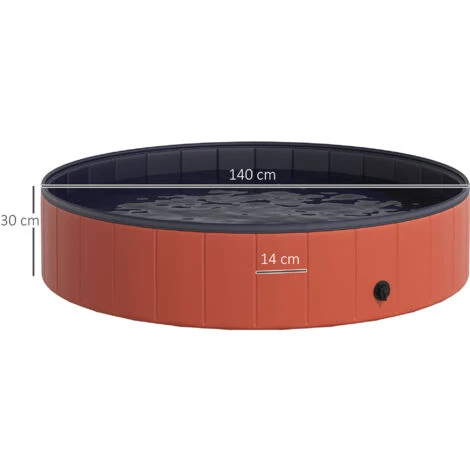PawHut Piscina Pieghevole Per Cani In PVC, Rosso, Ø140x30cm 5 PawHut Piscina Pieghevole Per Cani In PVC, Rosso, Ø140x30cm - immagine 3