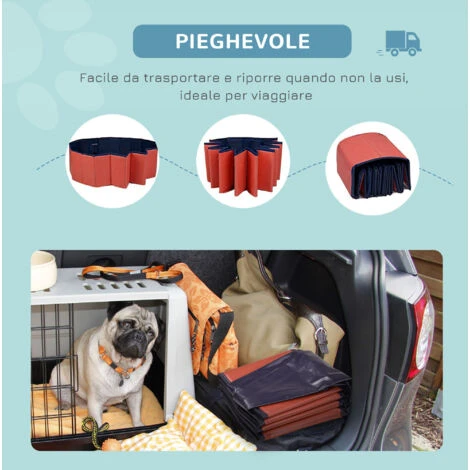 PawHut Piscina Pieghevole Per Cani In PVC, Rosso, Ø140x30cm 7 PawHut Piscina Pieghevole Per Cani In PVC, Rosso, Ø140x30cm - immagine 5