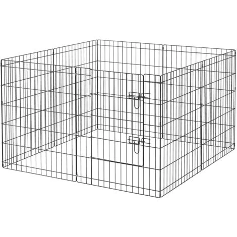 PawHut Recinto Per Cani Gatti Cuccioli Roditori Recinzione Rete Gabbia 8 Pezzi 76 X 61cm Nero 3 PawHut Recinto Per Cani Gatti Cuccioli Roditori Recinzione Rete Gabbia 8 Pezzi 76 X 61cm Nero