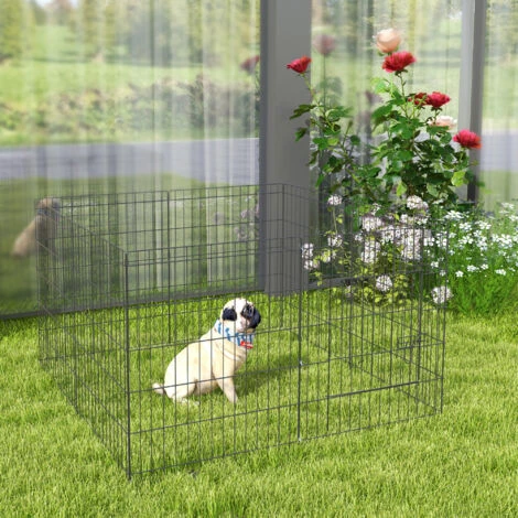 PawHut Recinto Per Cani Gatti Cuccioli Roditori Recinzione Rete Gabbia 8 Pezzi 76 X 61cm Nero 4 PawHut Recinto Per Cani Gatti Cuccioli Roditori Recinzione Rete Gabbia 8 Pezzi 76 X 61cm Nero - immagine 2