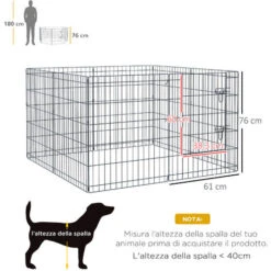 PawHut Recinto Per Cani Gatti Cuccioli Roditori Recinzione Rete Gabbia 8 Pezzi 76 X 61cm Nero 9 PawHut Recinto Per Cani Gatti Cuccioli Roditori Recinzione Rete Gabbia 8 Pezzi 76 X 61cm Nero -Cibi per cani in Italia 28945886 3