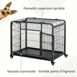 PawHut Kennel Per Cani Pieghevole Porta Con Blocco 4 Ruote Fondo Rimovibile -Cibi per cani in Italia 28946445 5