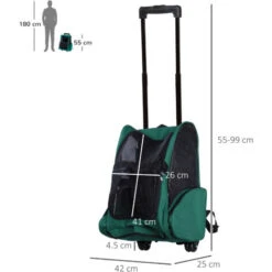 PawHut Trolley Zaino Trasportino Per Animali Domestici Verde -Cibi per cani in Italia 28946510 3