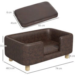 PawHut Divano Per Animali Cuscino Rivestito In Gommapiuma Rimovibile 74x48.5x31cm -Cibi per cani in Italia 28946536 3