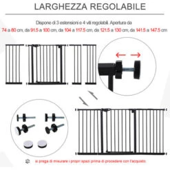 PawHut Cancellino Per Cani 3 Estensioni Fino A 152.3cm Chiusura Automatica -Cibi per cani in Italia 28946608 5