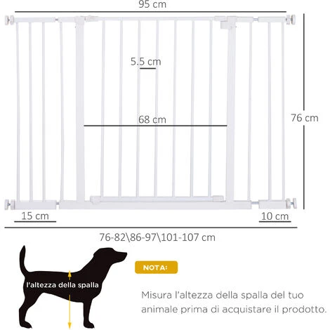 PawHut Cancellino Per Cani Estensibile Da 72-107cm Montaggio A Pressione 5 PawHut Cancellino Per Cani Estensibile Da 72-107cm Montaggio A Pressione - immagine 3