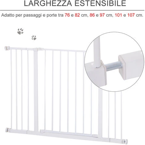 PawHut Cancellino Per Cani Estensibile Da 72-107cm Montaggio A Pressione 7 PawHut Cancellino Per Cani Estensibile Da 72-107cm Montaggio A Pressione - immagine 5